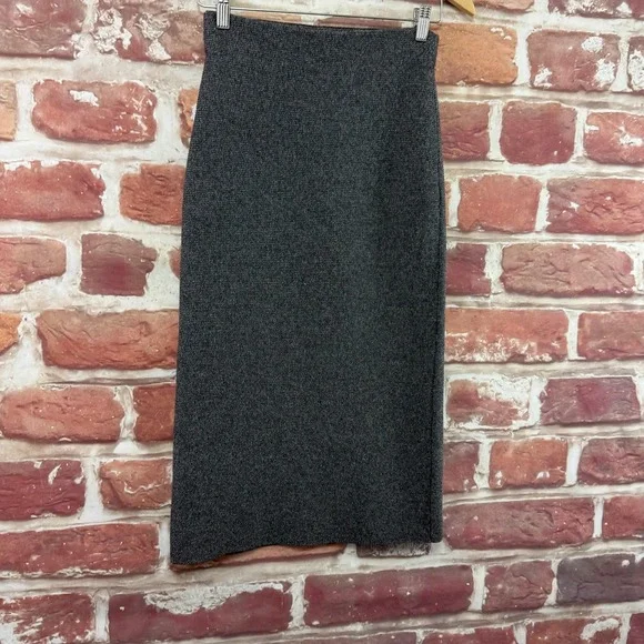 Anthropologie Current Air Skirt Women's XS Black White Knit Ribbed Stretchy Midi - Picture 3 of 8